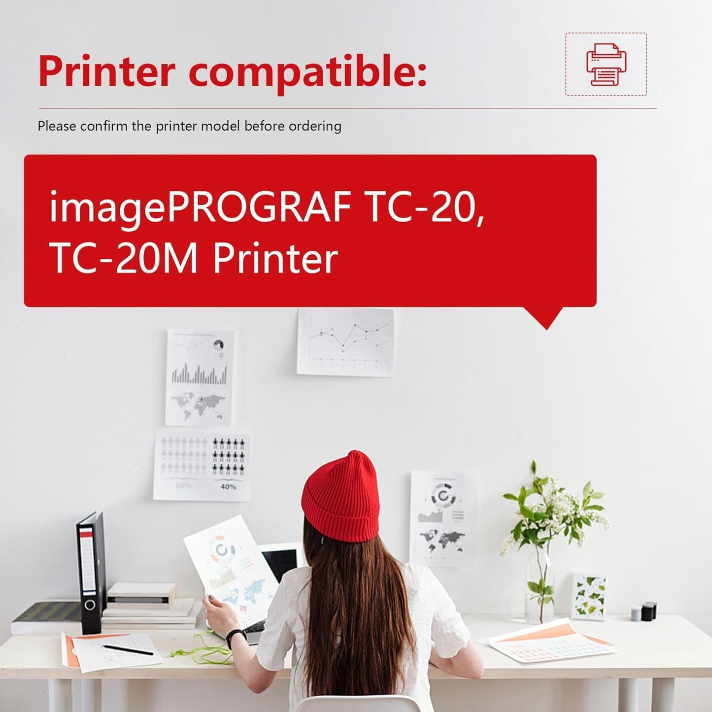 PFI050 PFI-050 Ink Refill 4-Pack(BK/C/M/Y) Replacement for Canon imagePROGRAF TC-20 TC-20M Printer