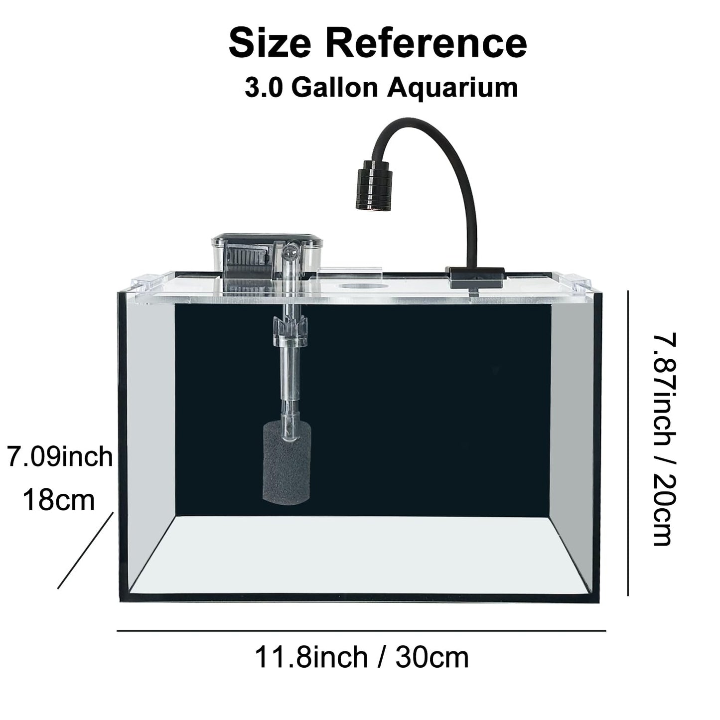 Craftsbosys 2.8 GAL Nano Fish Tank with Filter, Led Light, Gravel, Stone, Aquascape Starter Aquarium Set, Betta Fish Tank (30x18x20cm,10L)