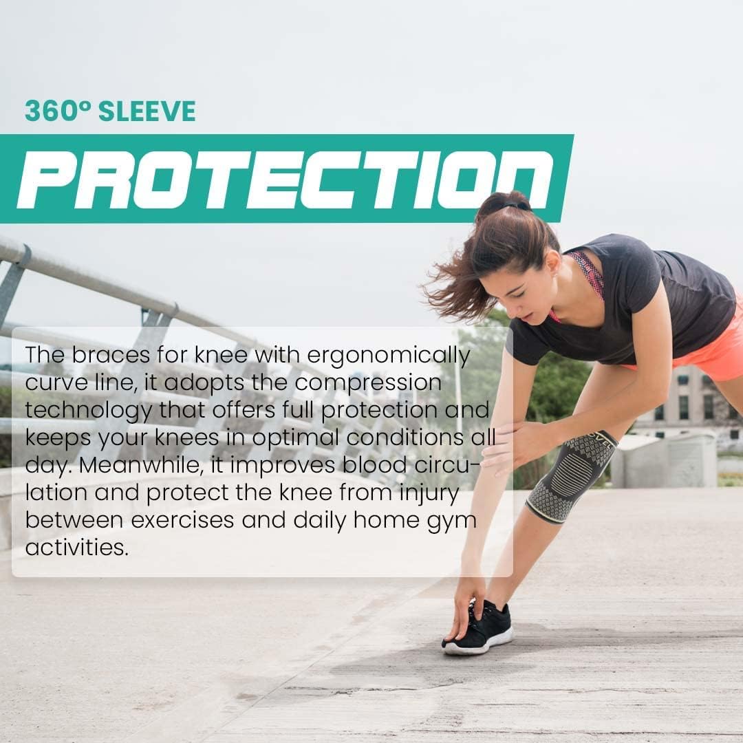 MODVEL 2 Pack Compression Knee Braces for Men & Women – Knee Support Sleeves for Sports, Workouts, Running, Weightlifting, Basketball, Volleyball – Joint Knee Pain Relief