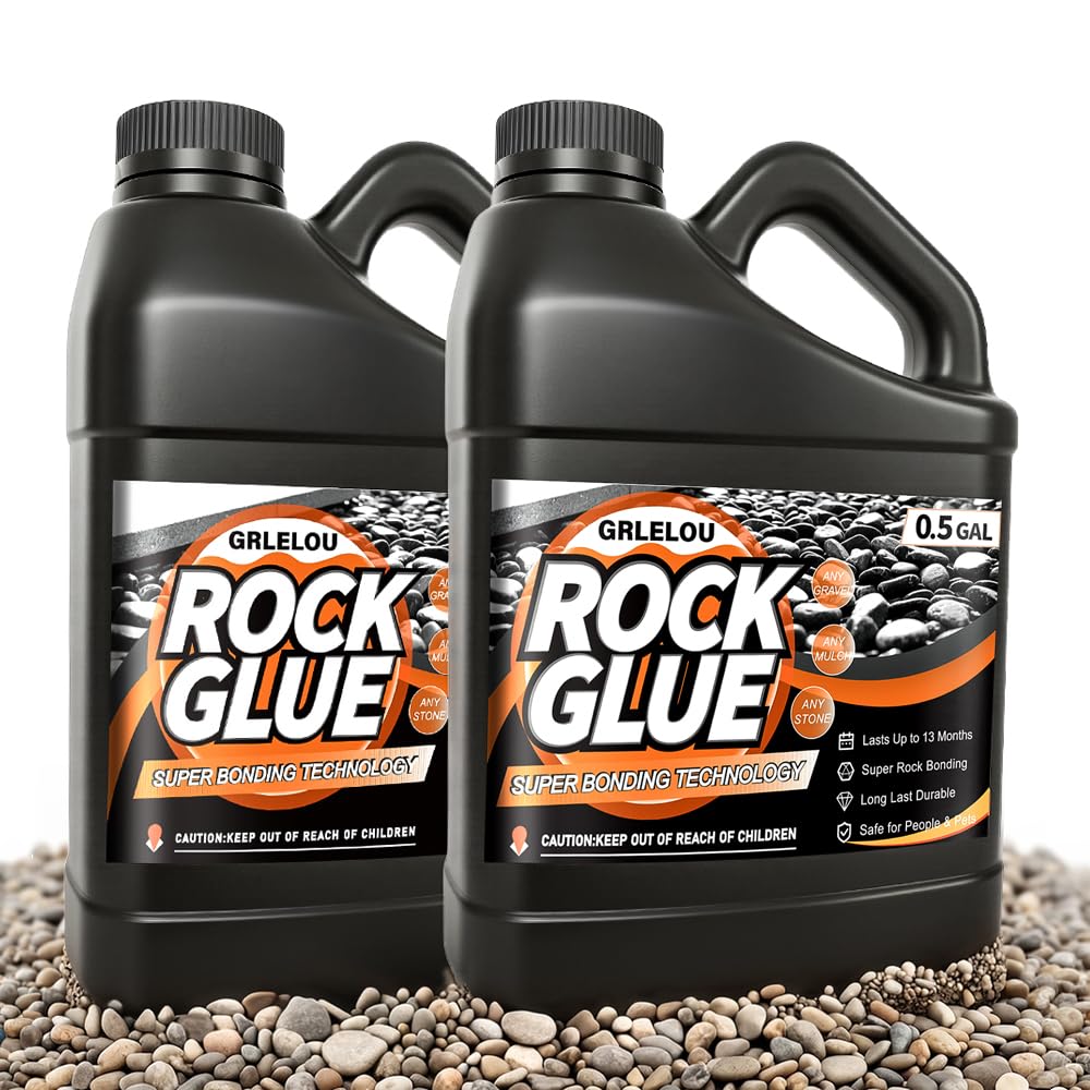 GRLELOU Mulch Glue for Landscaping, 4 L Fast-Drying Weather-Resistant Non-Toxic Clear Rock Glue Spray for Locking Down Rocks, Mulch, Pea Gravel & Pebbles(2 L ×2)