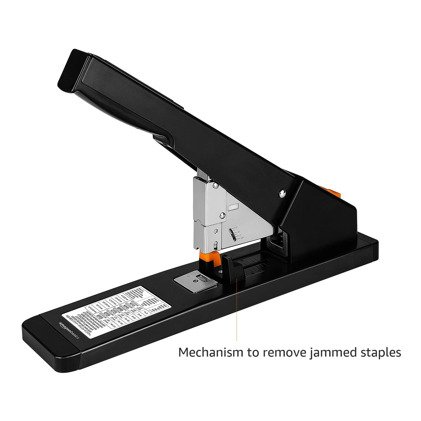 Amazon Basics Heavy Duty Stapler, 210 Sheet High Capacity, Long Arm, Industrial Office Stapler with 1000 Staples, Black