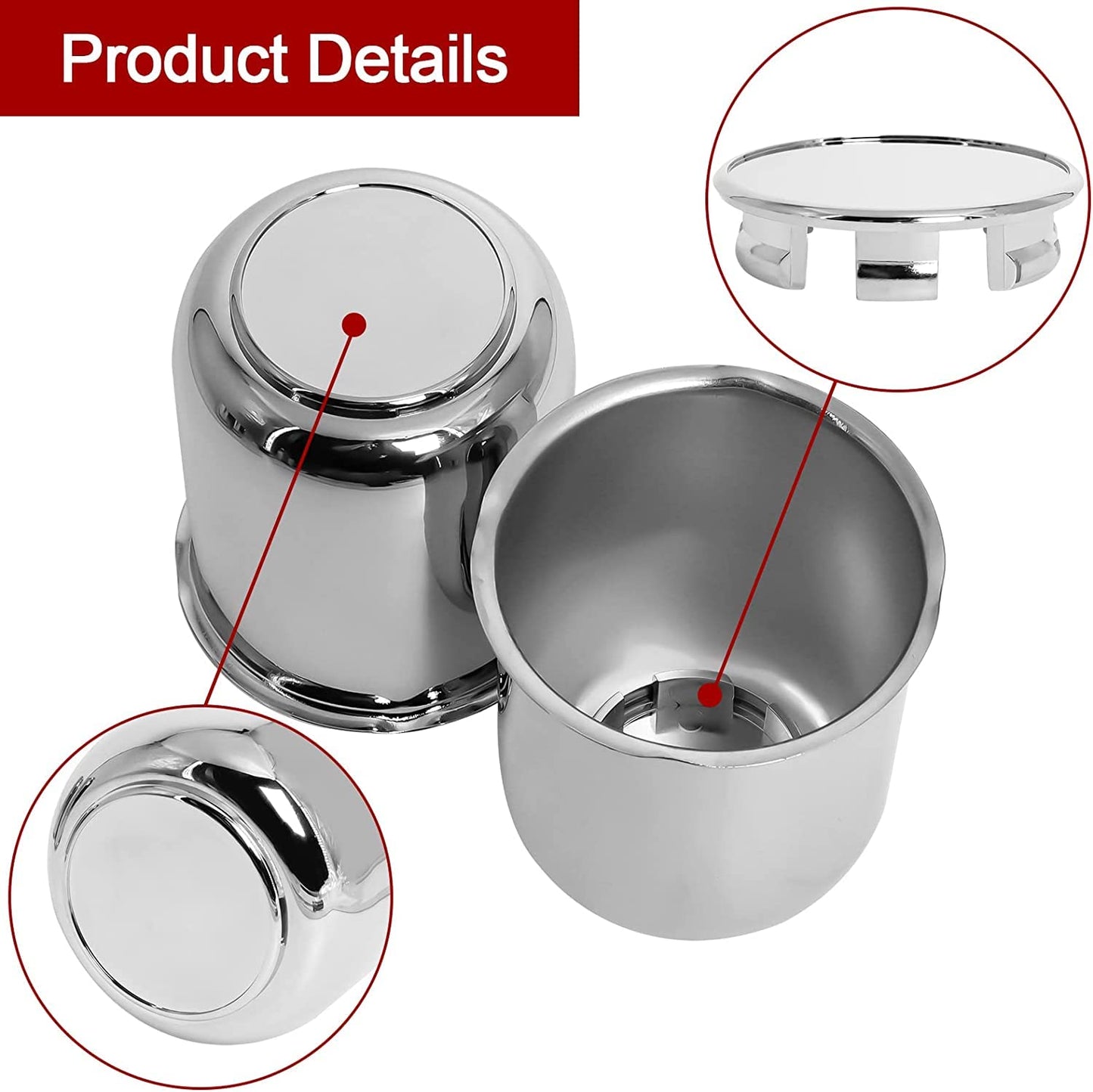 3.19" Push Through Wheel Center Caps for Trailer Truck RV Wheel Rims, Chrome Silver Trailer Wheel Hub Center Caps Fit 3.19inch Center Bore, Carbon Steel Weatherproof & Corrosion Resistant(4 Pack)