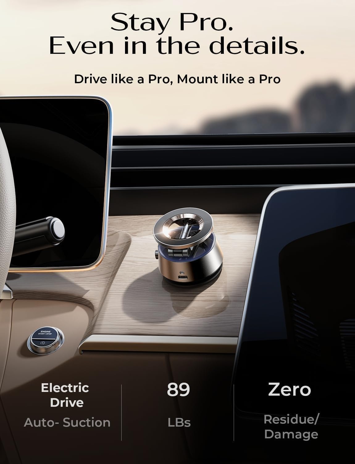 LISEN for Automatic Magnetic Phone Holder Car 【AUTO-Suck & 360° Adjustable】 Electronics Phone Holder for MagSafe Suction Cup Car Mount Accessories for iPhone 17 air pro max 16 15 14 13 12 Space Black