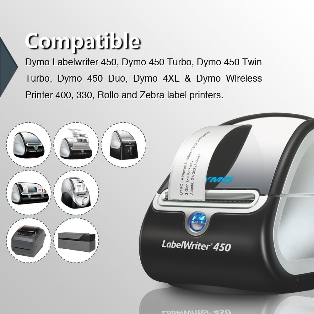 BETCKEY - Compatible DYMO 30323 (2-1/8" x 4") Shipping/Name Badge Labels, Compatible with DYMO Labelwriter 450, 4XL, NOT Fit 550 & 5XL [6 Rolls/1440 Labels]