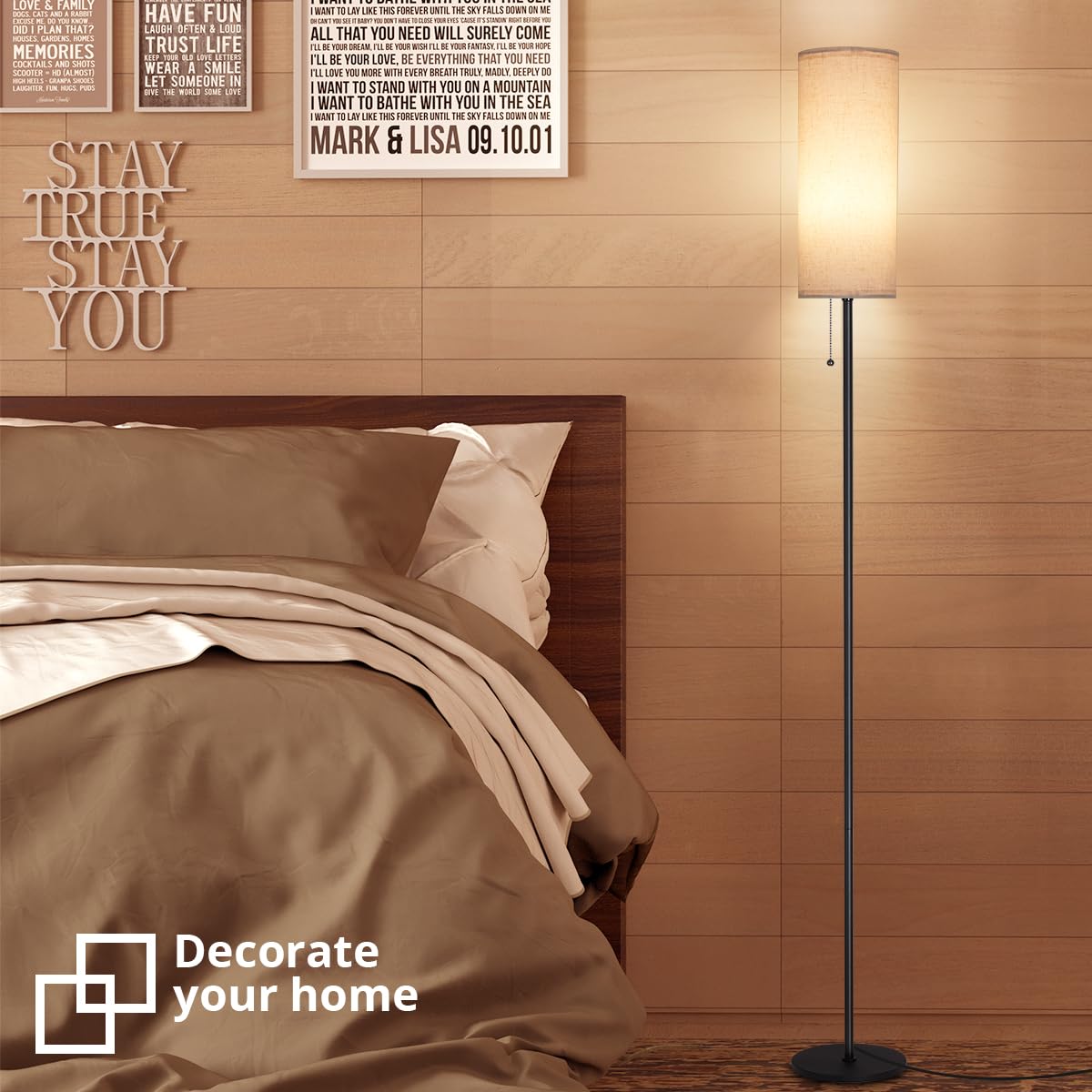 IPARTS EXPERT Floor Lamp for Living Room, 68" Tall Lampshade W/Pull Wire