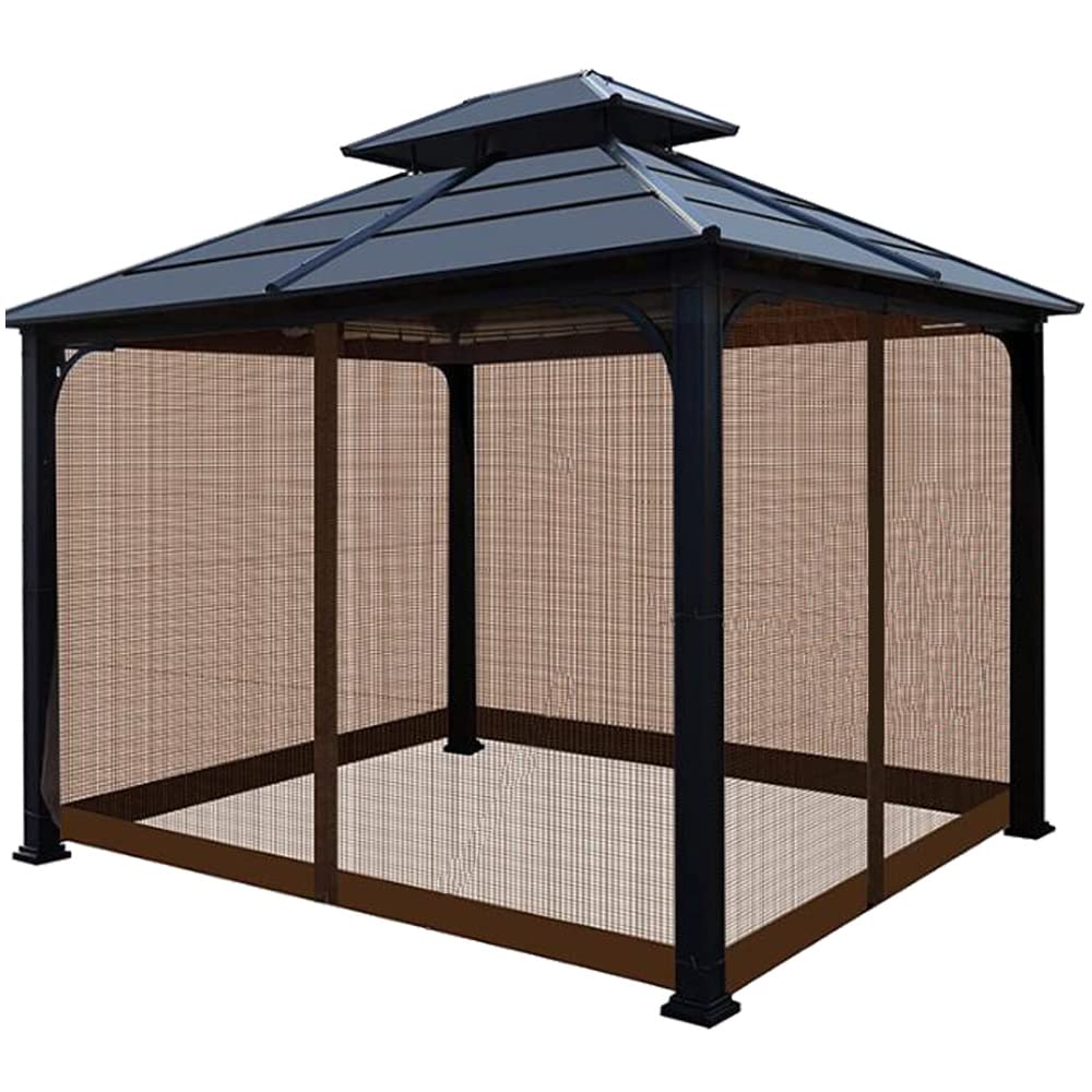 10 x 10 ft Gazebo Mosquito Netting Canopy Mosquito Netting, Universal Replacement Screen Walls Picnic Canopy Outdoor Sun Shade with Zippers