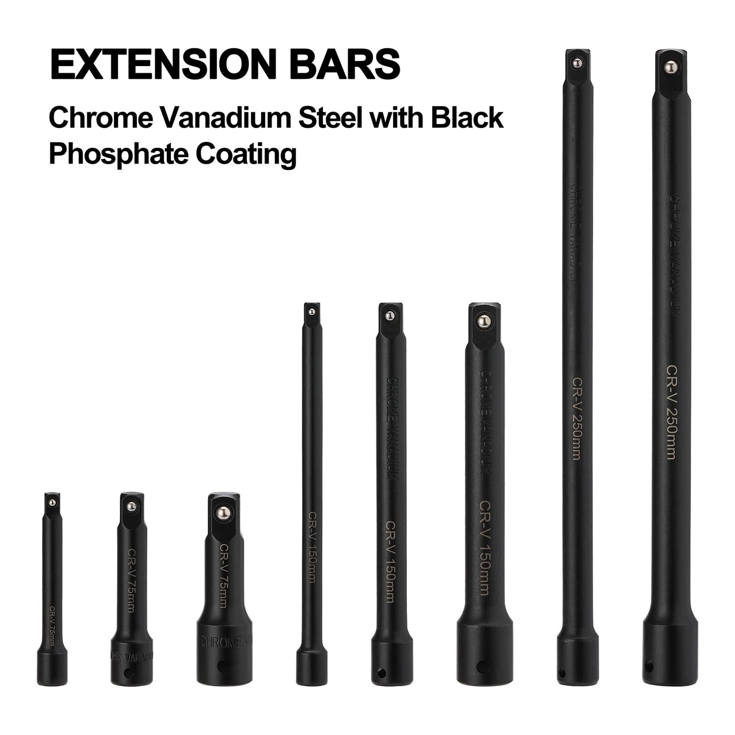 Mayouko 18-Piece Drive Tool Accessory Set, Socket Accessory Set, Includes Socket Adapters, Extensions, Universal Joints and Impact Coupler