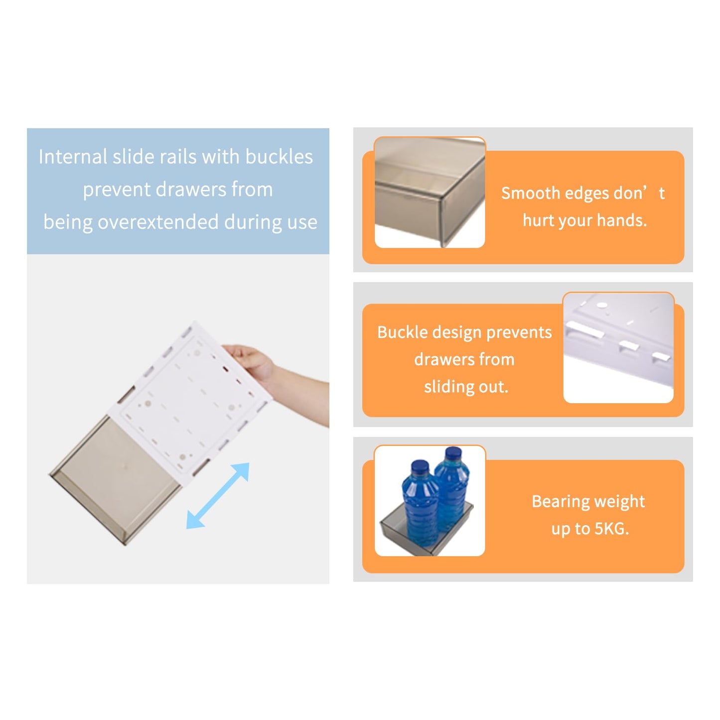3 Pack Under Desk Drawer Organizer Slide Out - Under Desk Storage Come with Adhesive Create Extra Storage Space for Your Home/Office/Kitchen Supplies