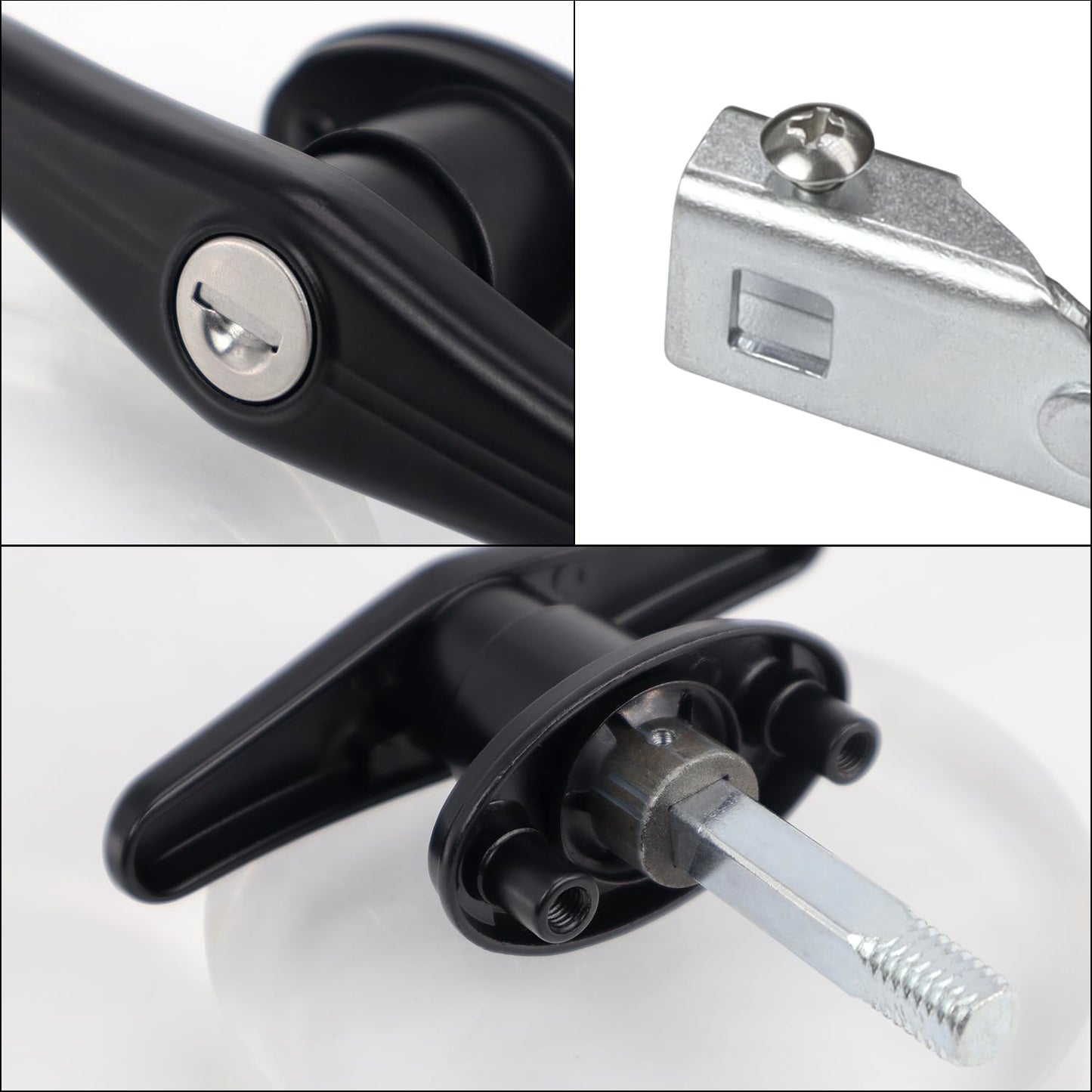 QZATTCAEN Matching Set T-Handles Lock, Truck Cap Topper Camper Shell Locking T-Handle, Keyed Alike Black T-Handle Lock kit for Truck Garage Door (Left&Right)