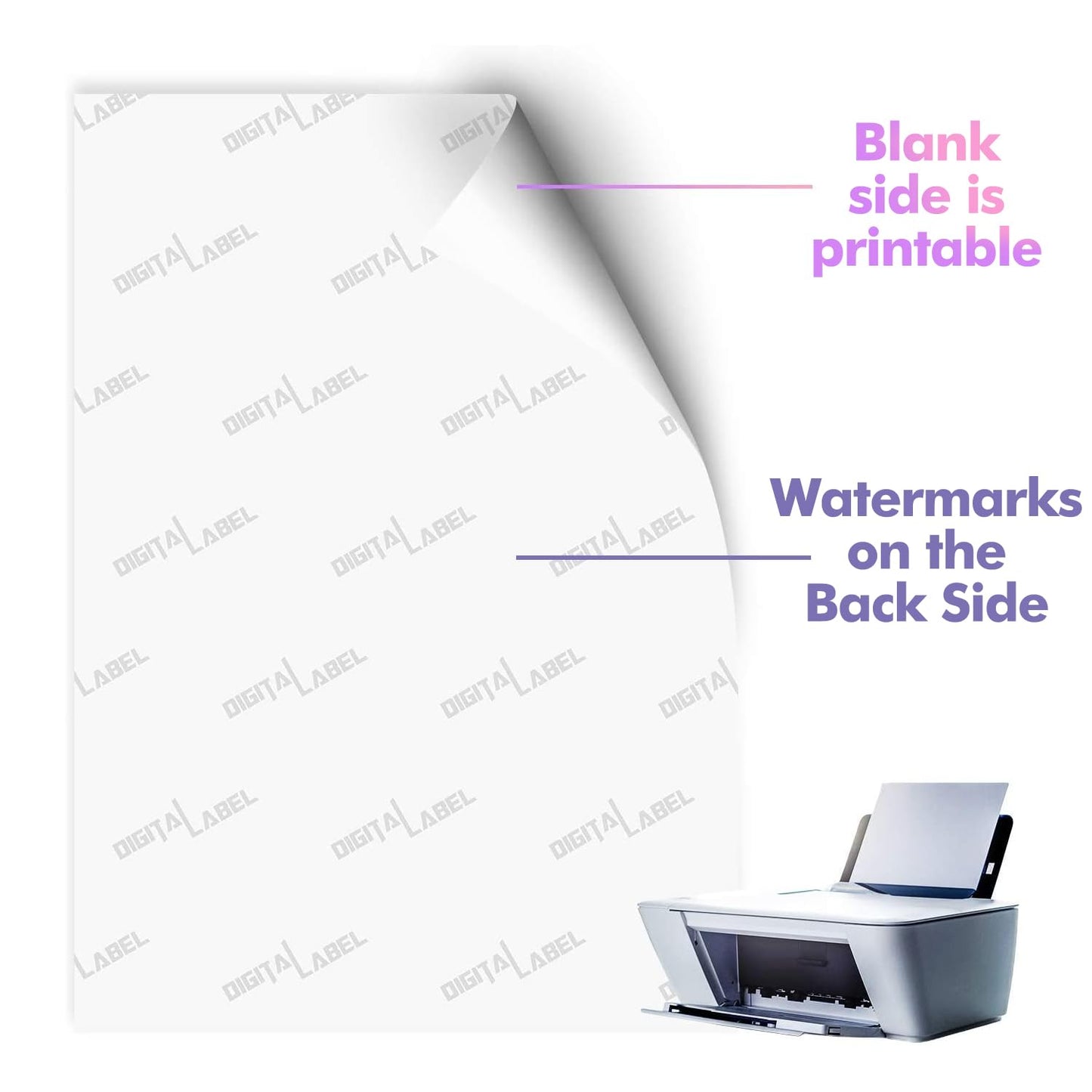 Koala Printable Vinyl Sticker Paper for Inkjet Printer - 50 Sheets White Glossy Sticker Paper, Waterproof Sticker Printer Paper 8.5x11 Inch, Tear-Resistant, Removable