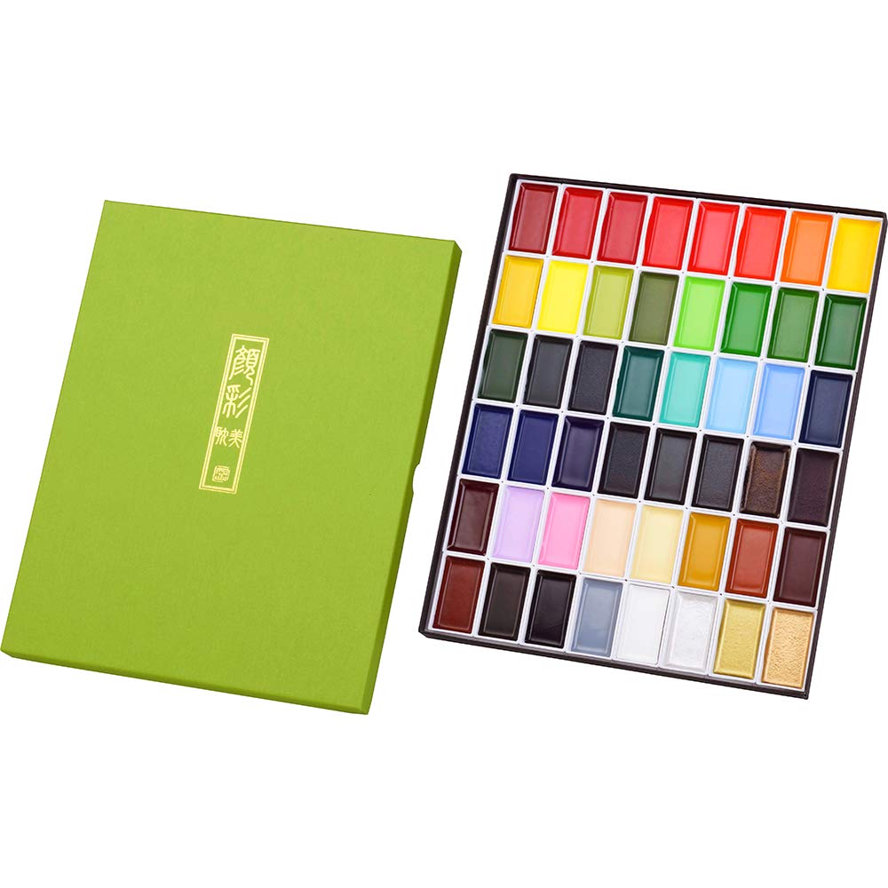 Kuretake GANSAI TAMBI Watercolor Paint Set, 48 Colors, Professional-quality for artists and crafters, for kids, adult, Made in Japan