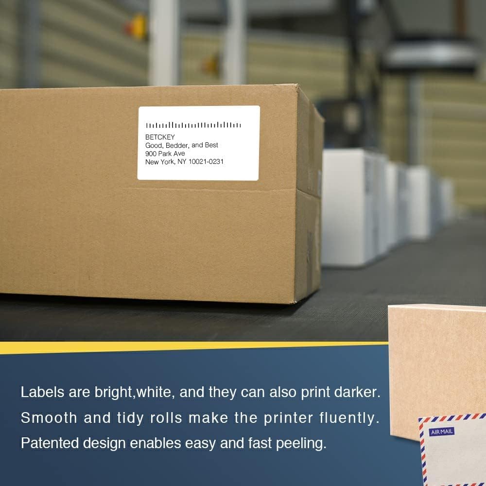 BETCKEY - Compatible Shipping Labels Replacement for Brother DK-1202 (2.4" x 3.9"), Use with Brother QL Label Printers [6 Rolls + 1 Reusable Cartridge]