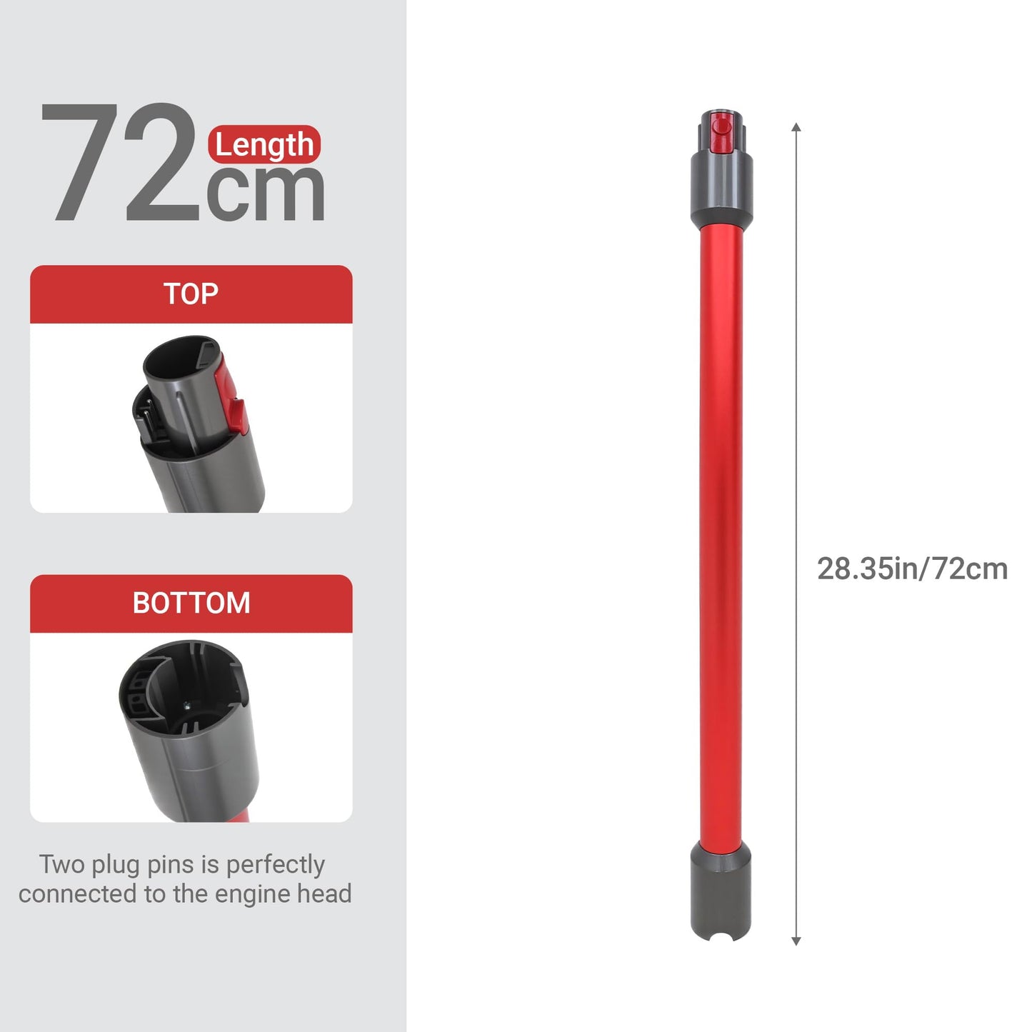 IZSOHHOME Compatible with Dyson Quick Release Extension Wand,Replacement for V7, V8, V10, V11 V15 Cordless Stick Vacuum,Vacuum Tube(Red)