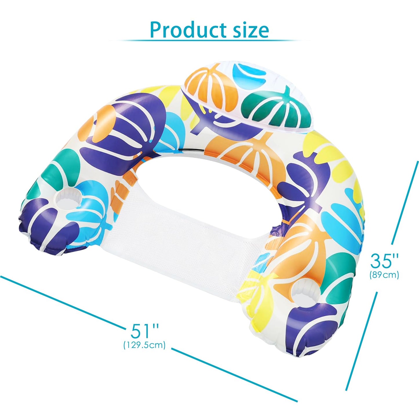 ANNIL【2 Pack】 Inflatable Pool Floaties Lounger,Water Leisure Inflatable Floating Chair with Pool Floating Tube Armchair and Cup Holder - Backrest Pool Toys Floaty for Adults,for Swimming Party