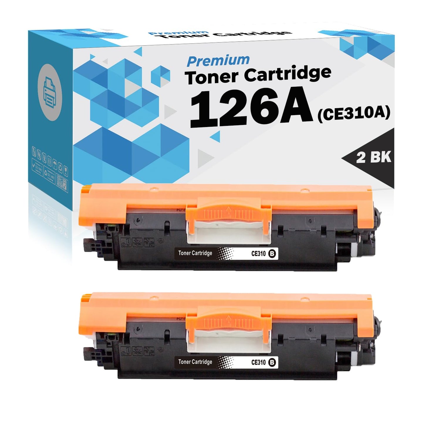 Ultra Toner® 126A Black Compatible Replacement for HP 126A CE310A Black Toner Cartridge for HP LaserJet Pro 100 Color MFP M175a MFP M175nw CP1025 CP1025nw M275 MFP (2 BK)