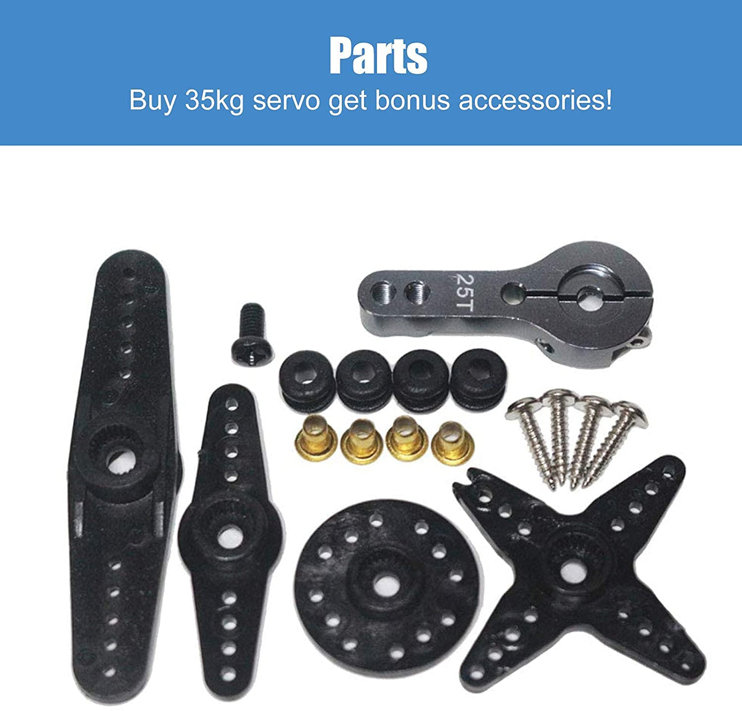 ANNIMOS 35KG Coreless Digital Servo Motor HV 7.4V Stainless Steel Gear High Torque Waterproof Standard Baja Servos for Robotic DIY RC Cars - 270 Degrees