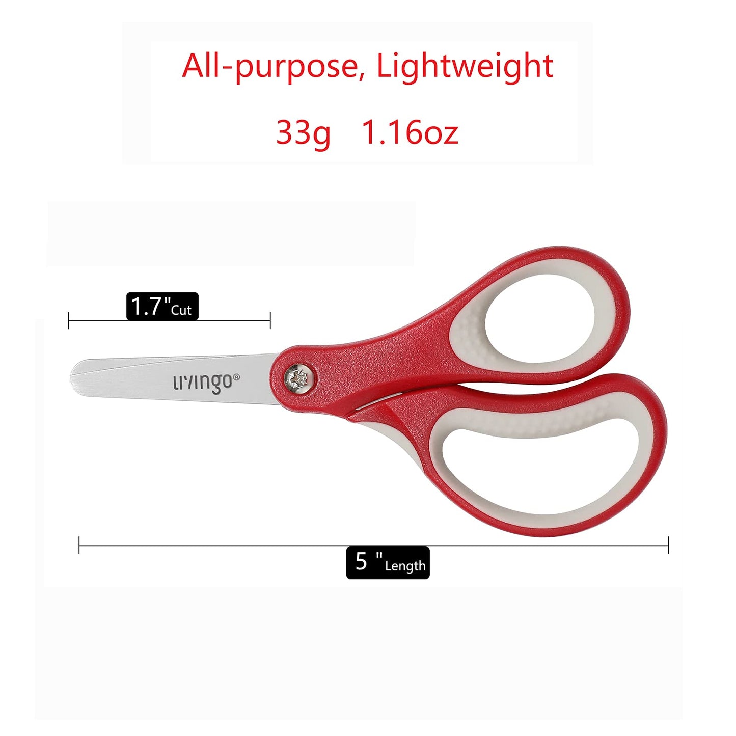 LIVINGO 24 Pack 5” Kids Scissors, Blunt Tip Safety Blade with Cover, Left/Right Handle, Bulk School Supplies Preschool Shears for Teachers Student Toddler Children Classroom Crafting Cutting Paper