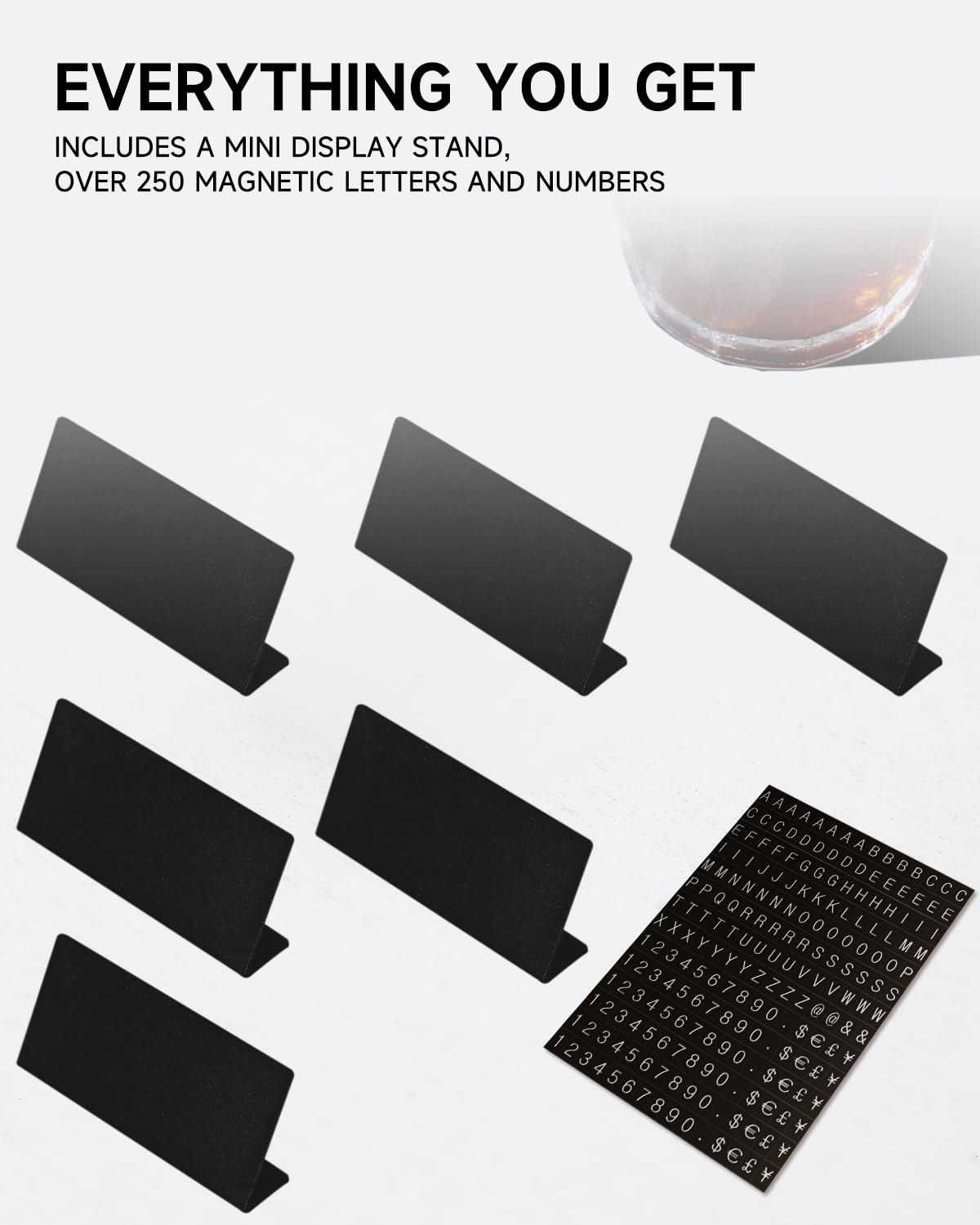 Mini Magnetic Letter Display Signs – Chalkboard-Style Reusable Food Price Labels | 12 Metal Boards + 900 Magnetic Characters for Bakery, Café, Dessert Shop, Deli & Catering Use