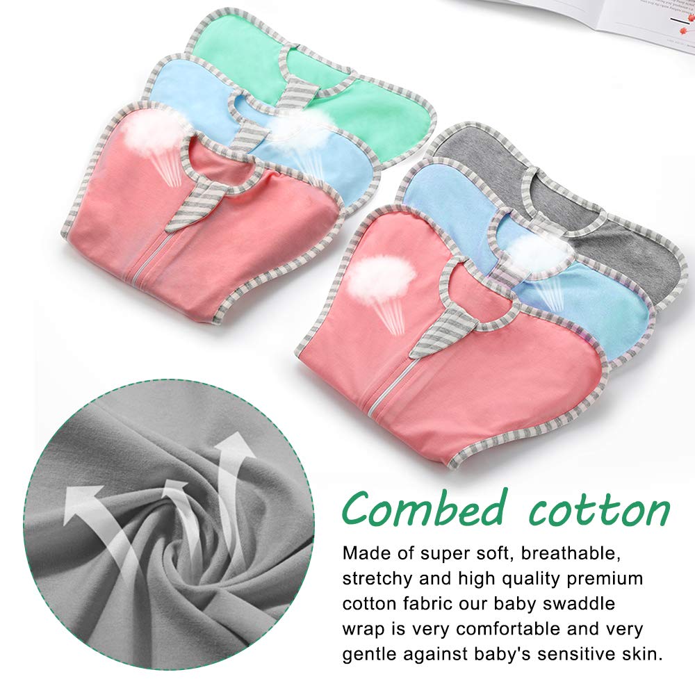 NARUTOO Swaddle Wrap for Baby, Newborn Boy or Girl Adjustable Sleep Sack 100% Breathable Soft Premium Cotton Suit for Kids Aged 0-3 Months (Grey)