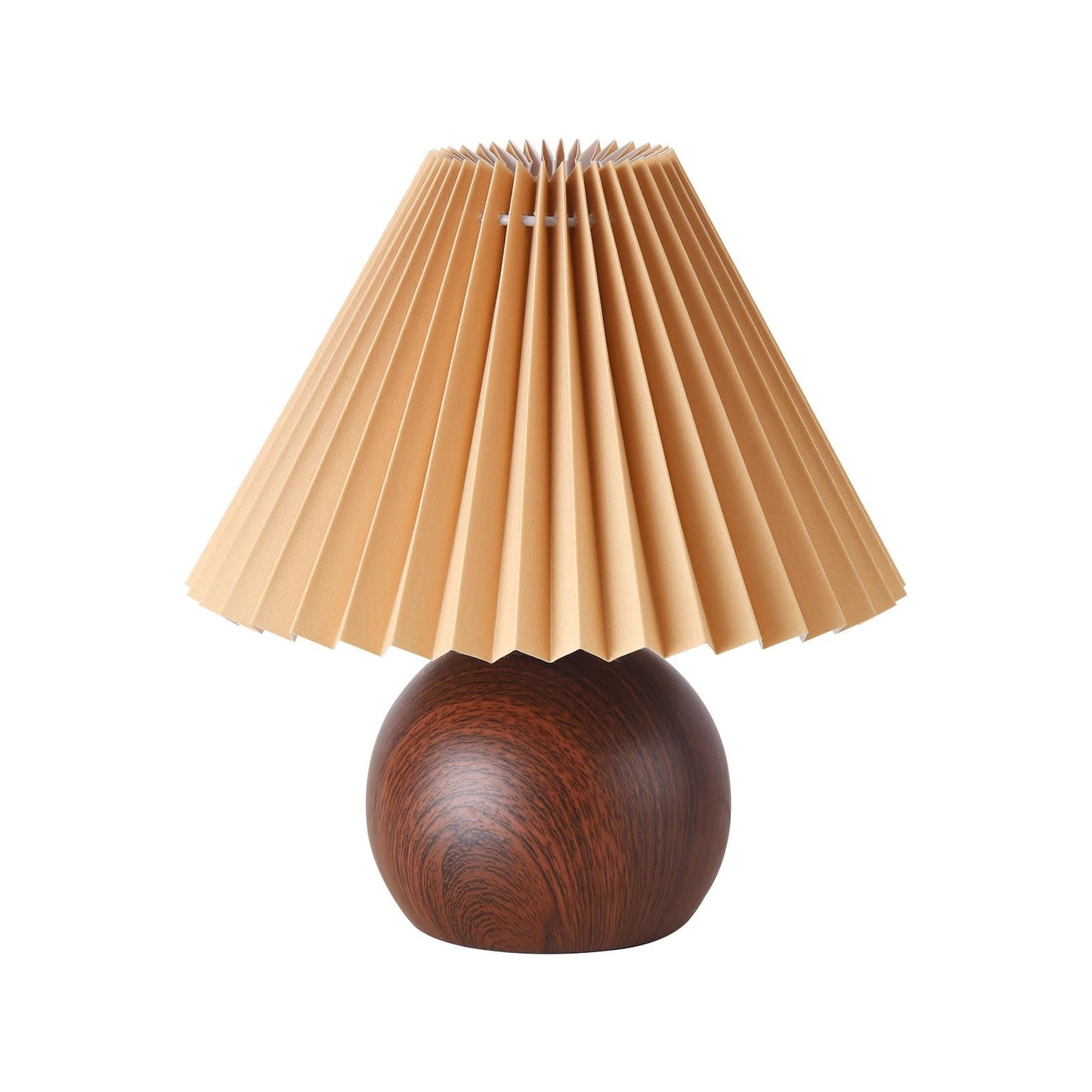 KUNJOULAM Small Pleated Table Lamp, Modern Bedside Nightstand Lamp with Coffee Lampshade, Metal Base Cute Lamp for Bedroom Living Room Home Office Decor E12 Bulb