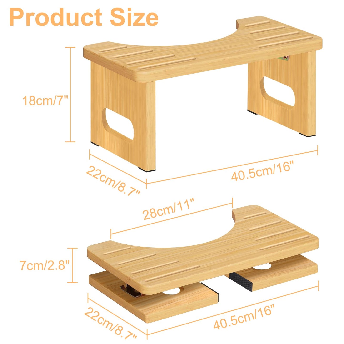 YOSE Foldable Toilet Stool for Adults - 7" Toilet Potty Stool | Portable Bathroom Stool, Non-Slip Toilet Aid Step Stool, Family-Friendly Toilet Step, Easy Storage