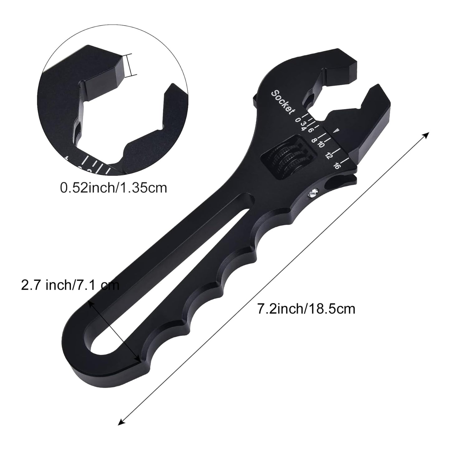 EVIL ENERGY AN Hose Fitting Adjustable Wrench Spanner Lightweight Aluminum 3AN-16AN Black