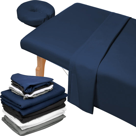 4 Sets Massage Bed Sheets Soft Microfiber, Spa Bed Sheets for Esthetician Includes Massage Table Cover, Fitted Sheet, Face Rest Cover, Resistant Oil and Wrinkle (4 Colors)