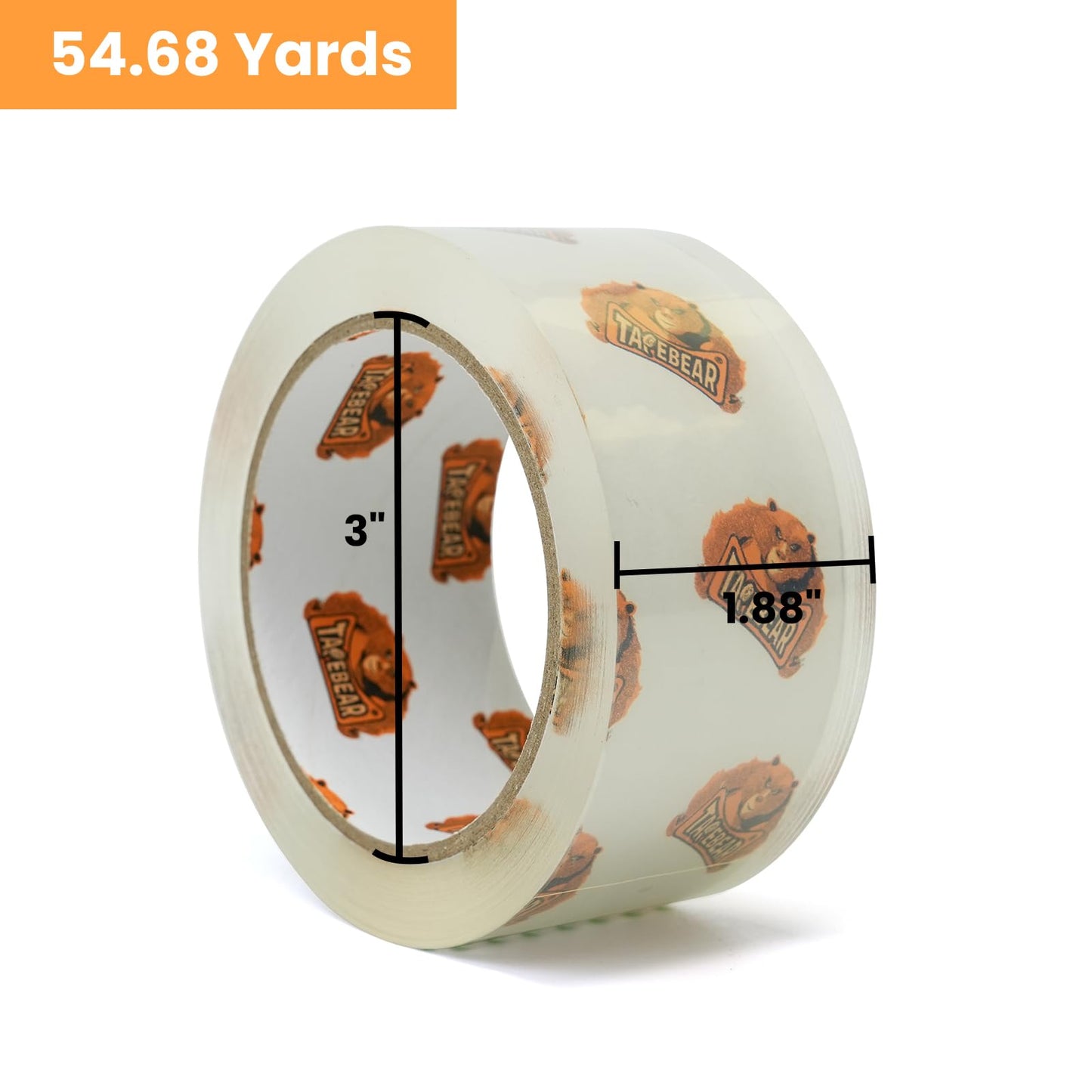 TAPEBEAR Storage Packaging Tape 12 Rolls, Super Clear 2.7mil x 1.88" x 50m Packing Tape Heavy Duty Tape Refills, Transparent, Long Lasting for Storage and Packing, 600 Total Meter