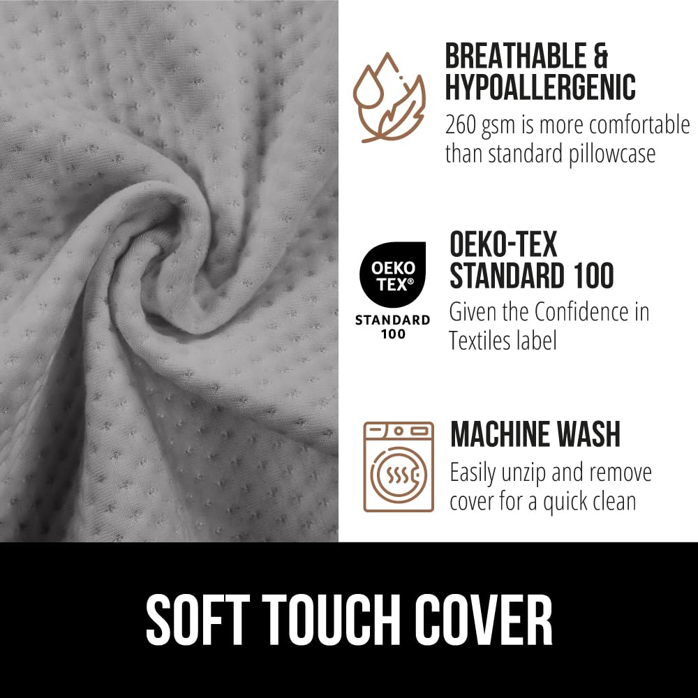 GORILLA GRIP Bed Wedge Pillow Headboard Gap Filler, Comfortable Supportive High Density Foam Angled Pillows, Stay in Place Gripping Dots, Support Sleep Wedges Between Mattress, Queen Size Soft Gray