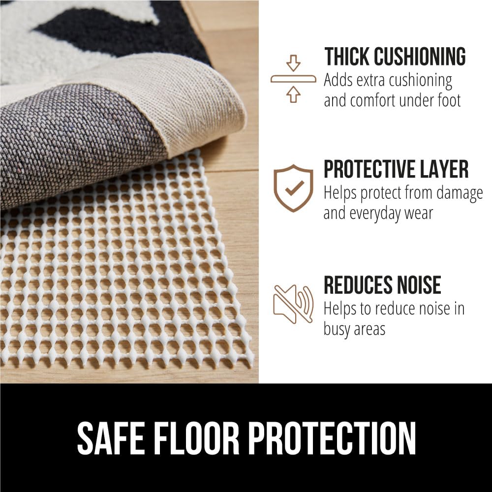 GORILLA GRIP Extra Strong Rug Pad Gripper, 6x9 FT, Grips Keep Area Rugs in Place, Thick, Slip and Skid Resistant Pads for Hard Floors, Under Carpet Mat Cushion and Hardwood Floor Protection