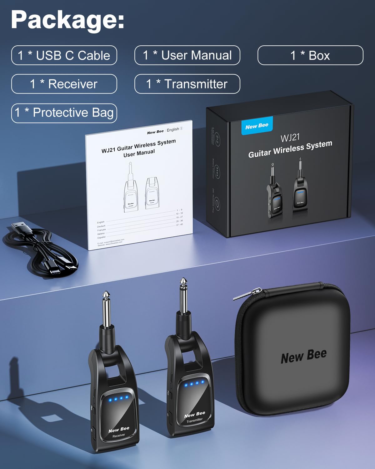 Wireless Guitar System 2.4GHz With 6 Channels Rechargeable Audio Transmitter Receiver for Bass Electric Instruments - Guitar Accessories