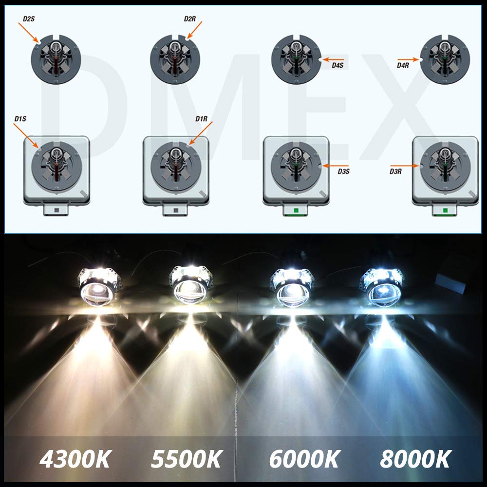 DMEX D2R 35W 6000K Cold White Xenon HID Headlight Bulbs Replacement - 2 Yr Warranty - 2pcs
