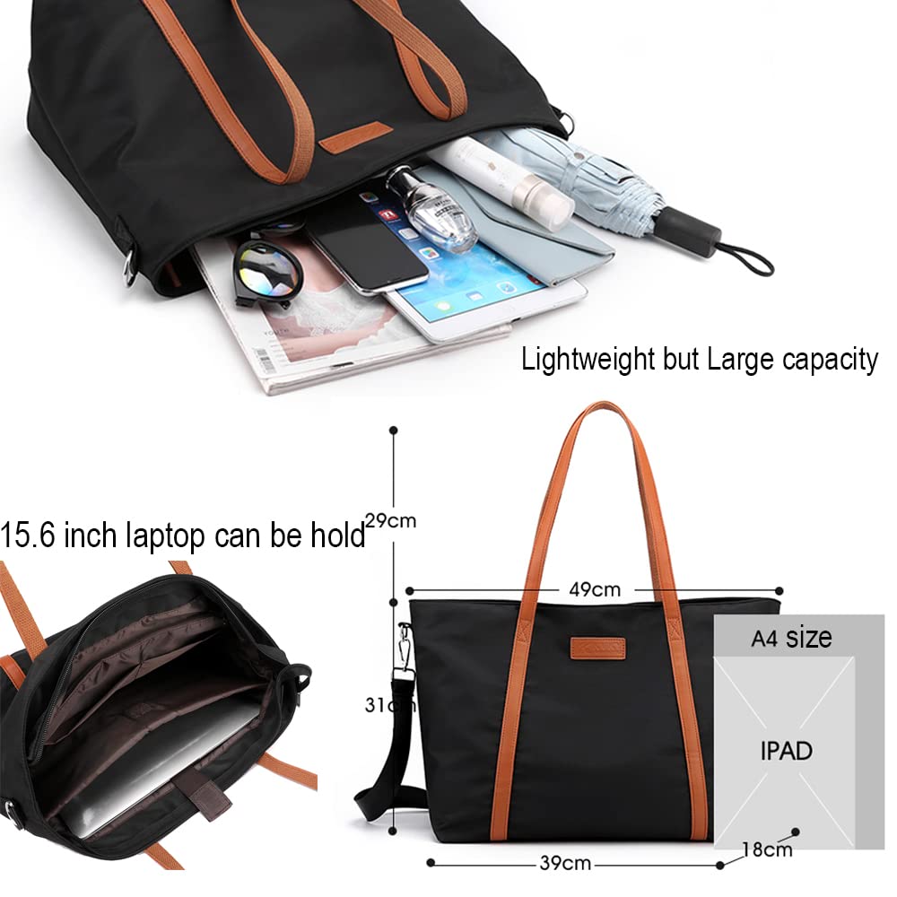 Tote Bag for Women Nylon 15.6 Inch Laptop Shoulder Handbag Purse for Travel Work School