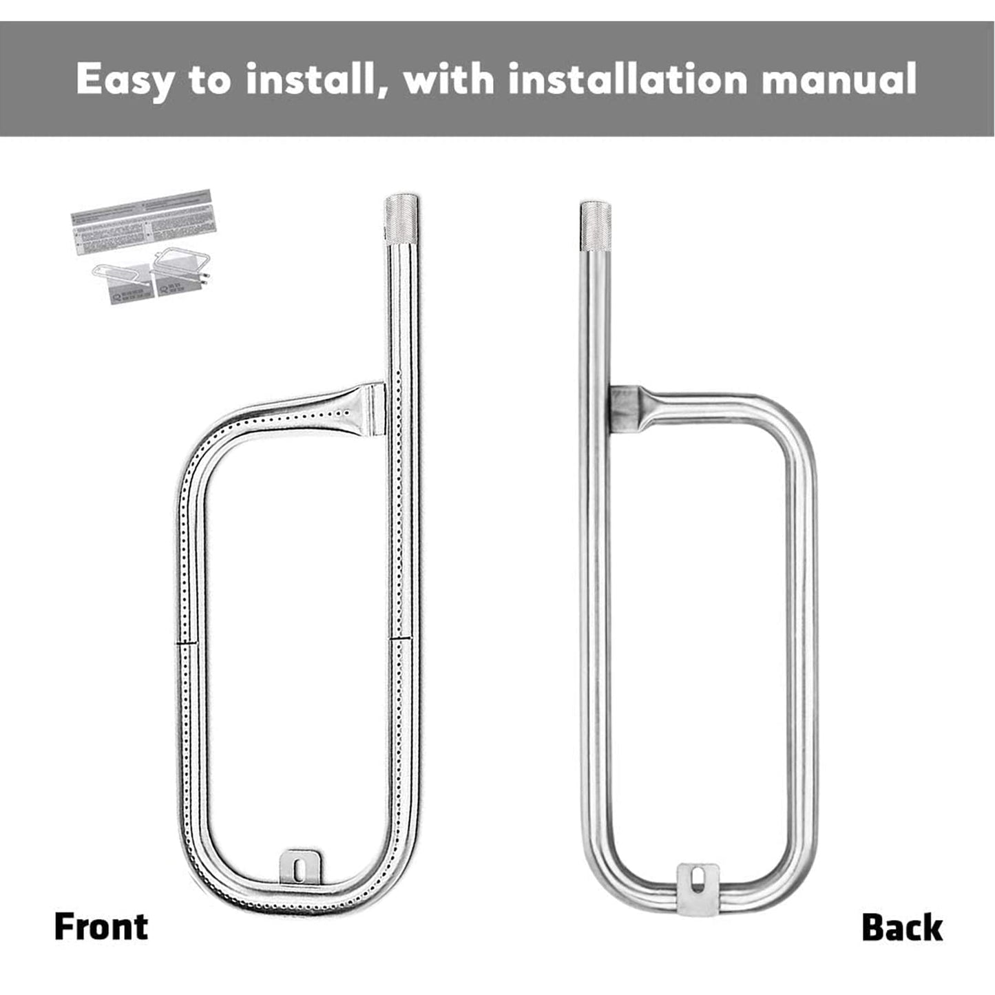 Uniflasy 41862 Grill Burner Tube for Weber Q200 Q220 Q2000 Q2200 Gas Grill, Stainless Steel Grill Burner Replacement Part for Weber 69956, 20.5 inch