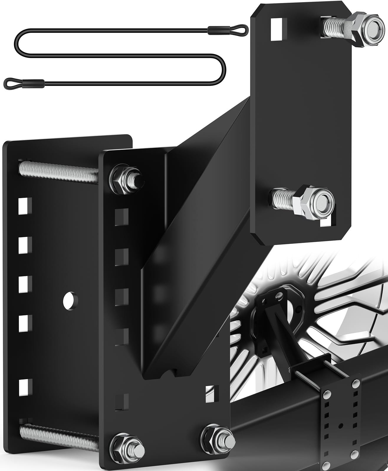 PAULINN Trailer Spare Tire Mount, Universal Spare Tire Carrier Holder for Utility Trailer Boat, Fits 4 / 5 / 6 Lugs Trailer Wheels on 4", 4.5'', 4.75'', 5'' and 5.5'' Bolt Patterns, 150 LBS Capacity