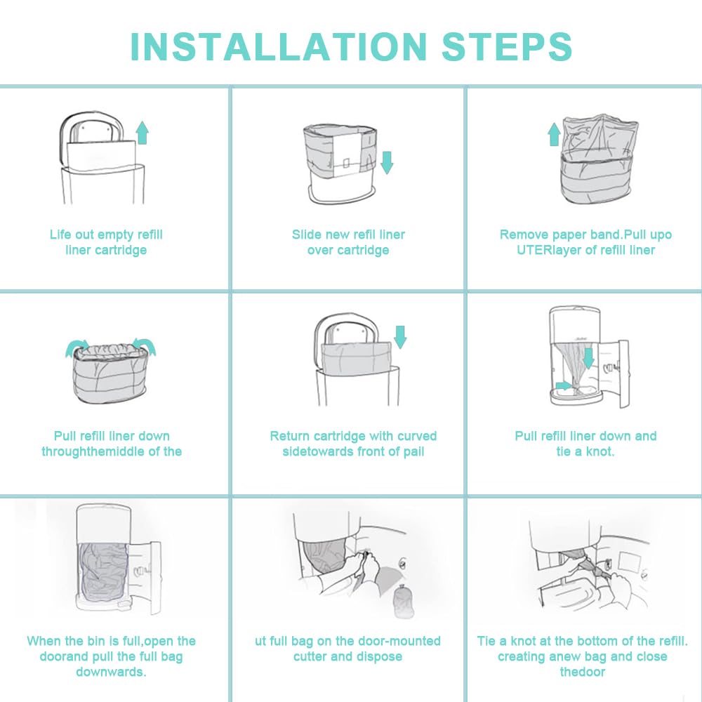 Cat Litter Refill Bags Compatible with Litter Champ Pail, Litter Waste Receptacle Refill Liners,Lightly Scented,6 Pack