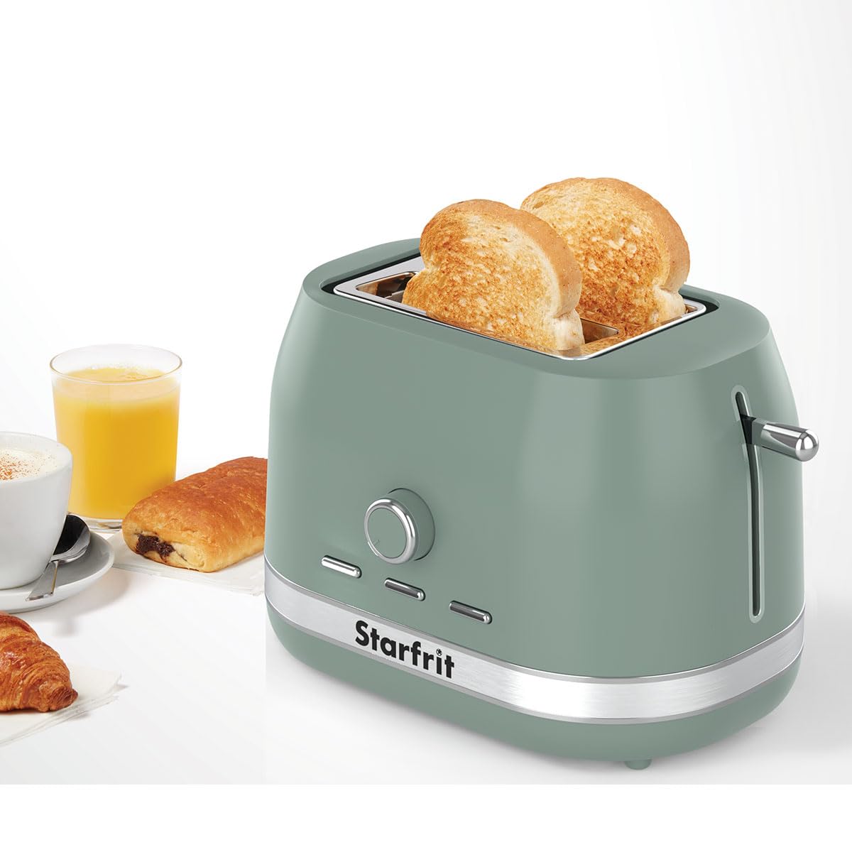 Starfrit 2-Slice Toaster – 7 Adjustable Browning Levels – Removable Tray – 850W - Sage