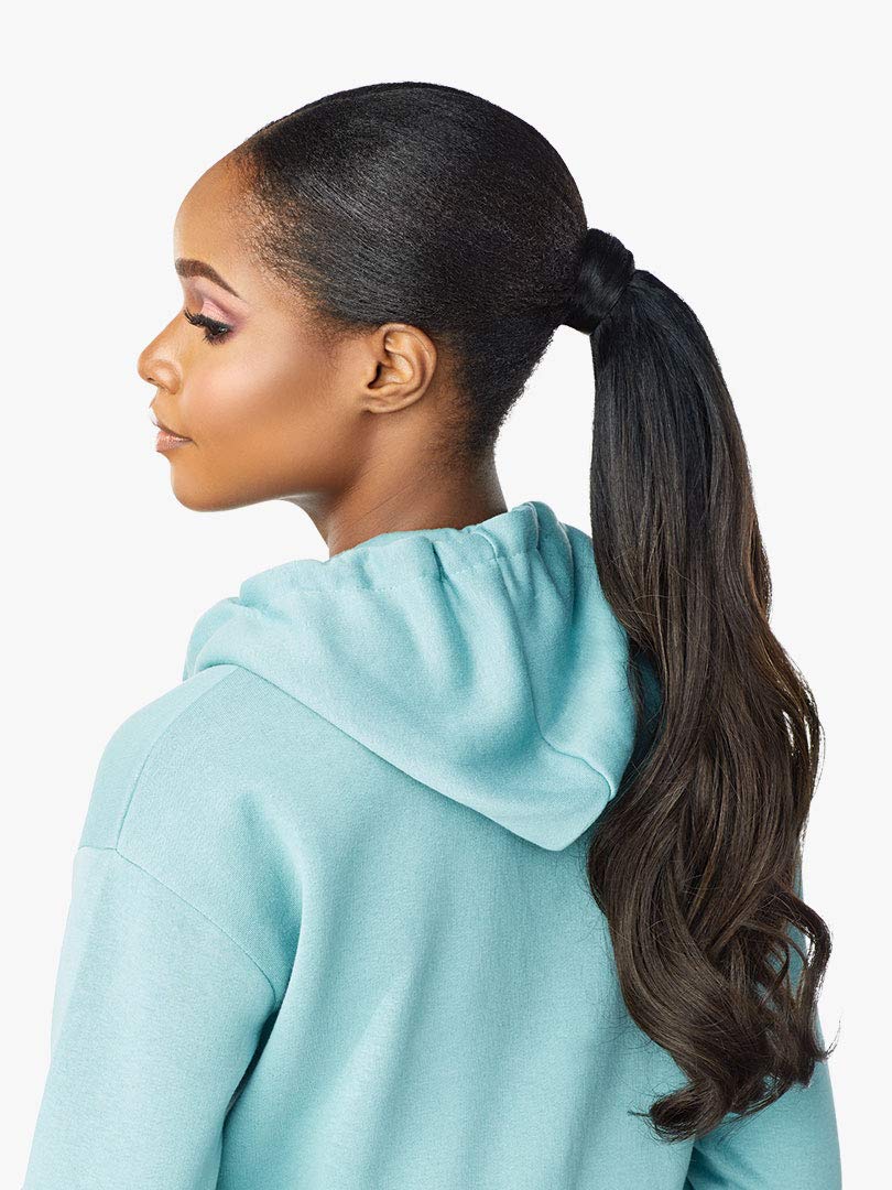 Sensationnel INSTANT UP & DOWN Half Wig Wrapped Ponytail Big Waves Yaki Texture Blowout Look Easy Styling Heat Resistant Synthetic Fiber Pony Wrap Sleek Finish - UD 6 (2)