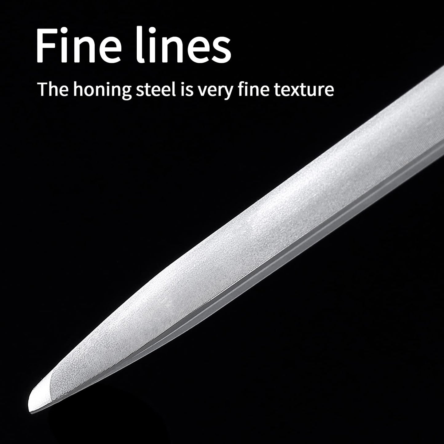 Honing Steel 12 inch Sharpening Steel, Professional Knife Sharpener, High Carbon, Fine Lines, High Hardness, Flat Knife Honing Rod