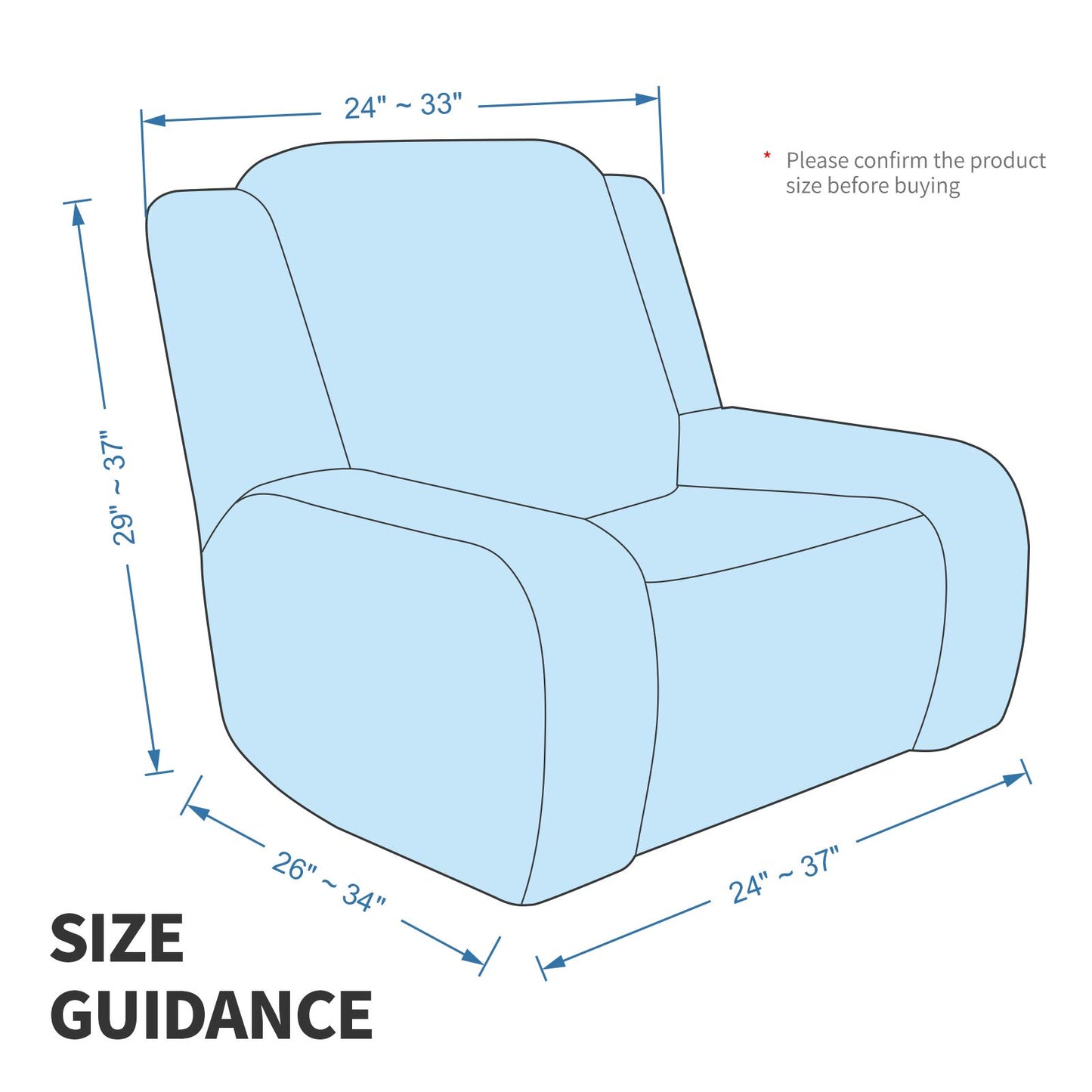 MAXIJIN Velvet 4 Piece Recliner Chair Covers Stretch Plush Sofa Slipcover Recliner Cover Thick Soft Reclining Protector with Side Pocket (1 Seat, Gray)