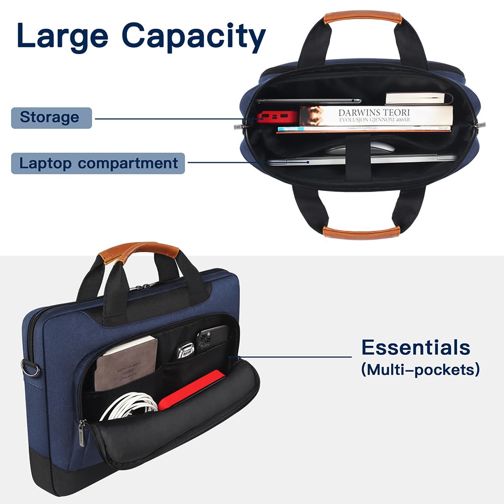 DOMISO 17-17.3 Inch Laptop Sleeve Business Briefcase Laptop Shoulder Bag Compatible with 17" Laptops/ 17.3" HP Pavilion 17/MSI GS73VR Stealth Pro/Dell Inspiron 17/Acer/ASUS,Blue