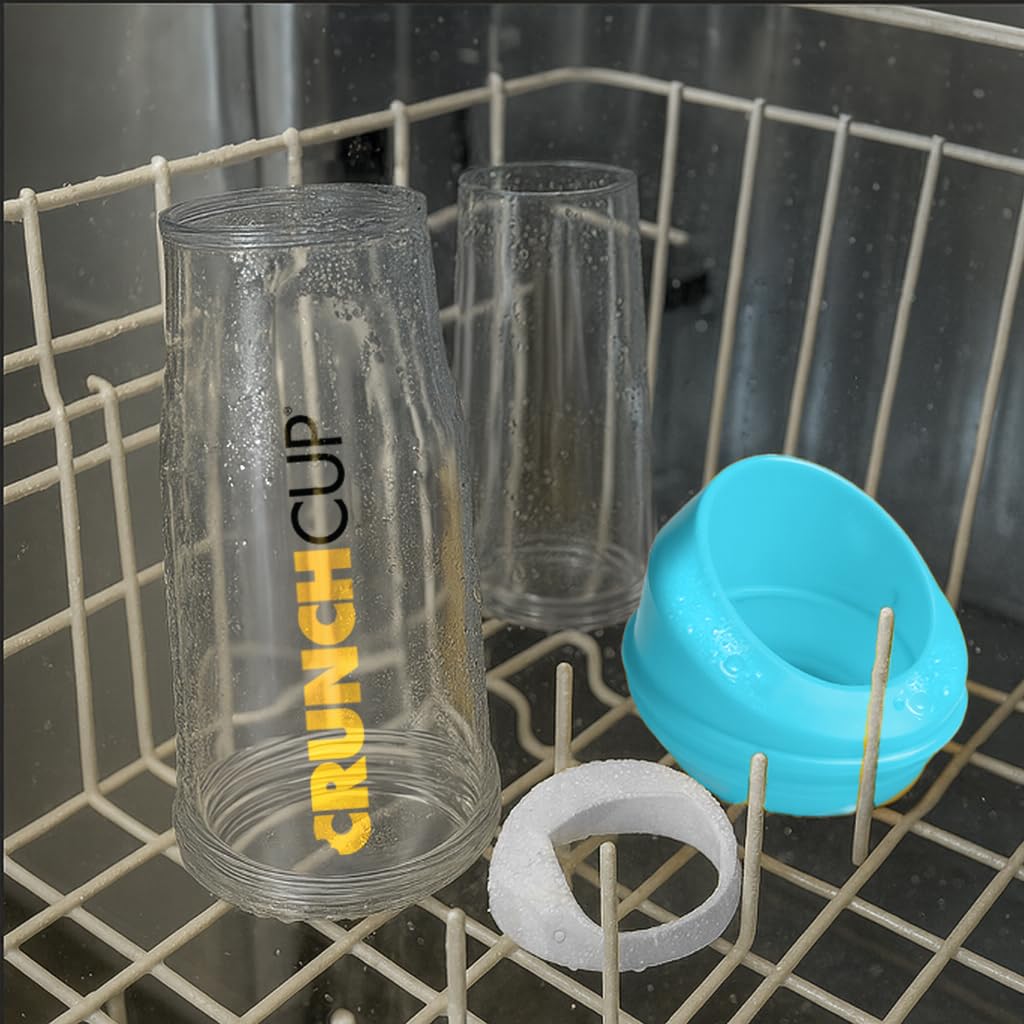 The CRUNCHCUP XL Blue - Portable Plastic Cereal Cups for Breakfast On the Go, to Go Cereal and Milk Container for Your Favorite Breakfast Cereals, No Spoon or Bowl Required