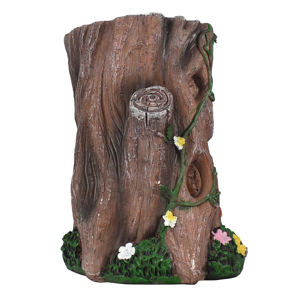 MARYTUMM Solar Light Fairy Tree House - Fun Natural Figurine Sculpture with Solar LED Lights for Indoor Outdoor Art Decorations, Patio Yard Lawn Ornaments Gift