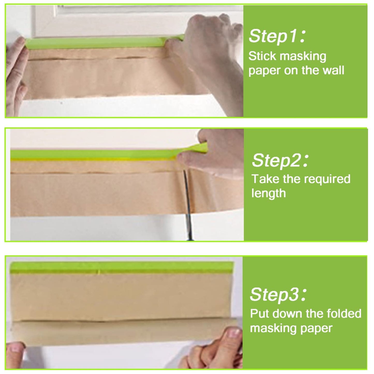 Paint Masking Paper, 6 Pack Tape and Drape Painters Paper, Assorted Size Masking Paper for Painting Car and Auto Body,Floor Protection, Wall Covering(Each Roll 50 Feet)