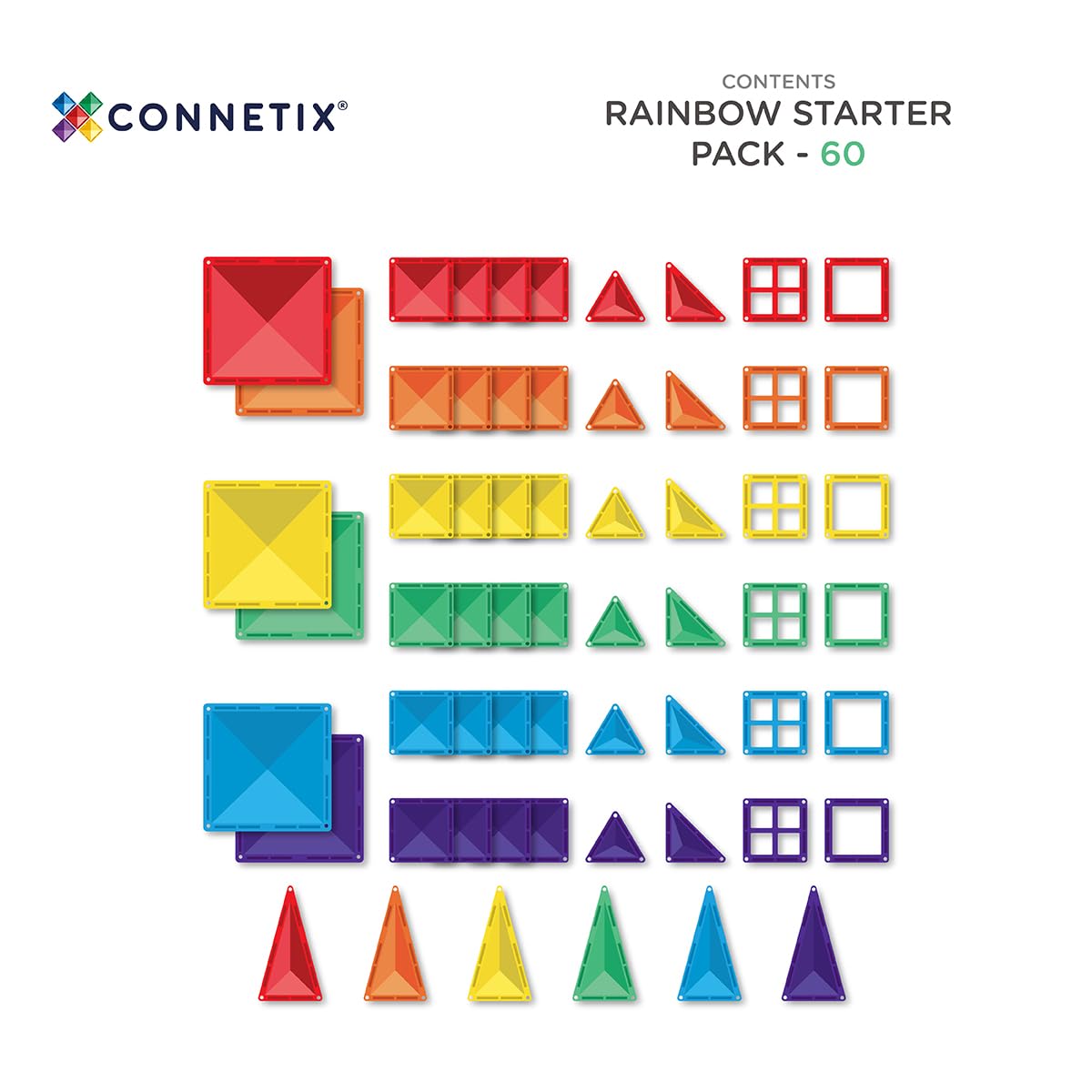 CONNETIX Rainbow Starter Pack, 60 Pieces