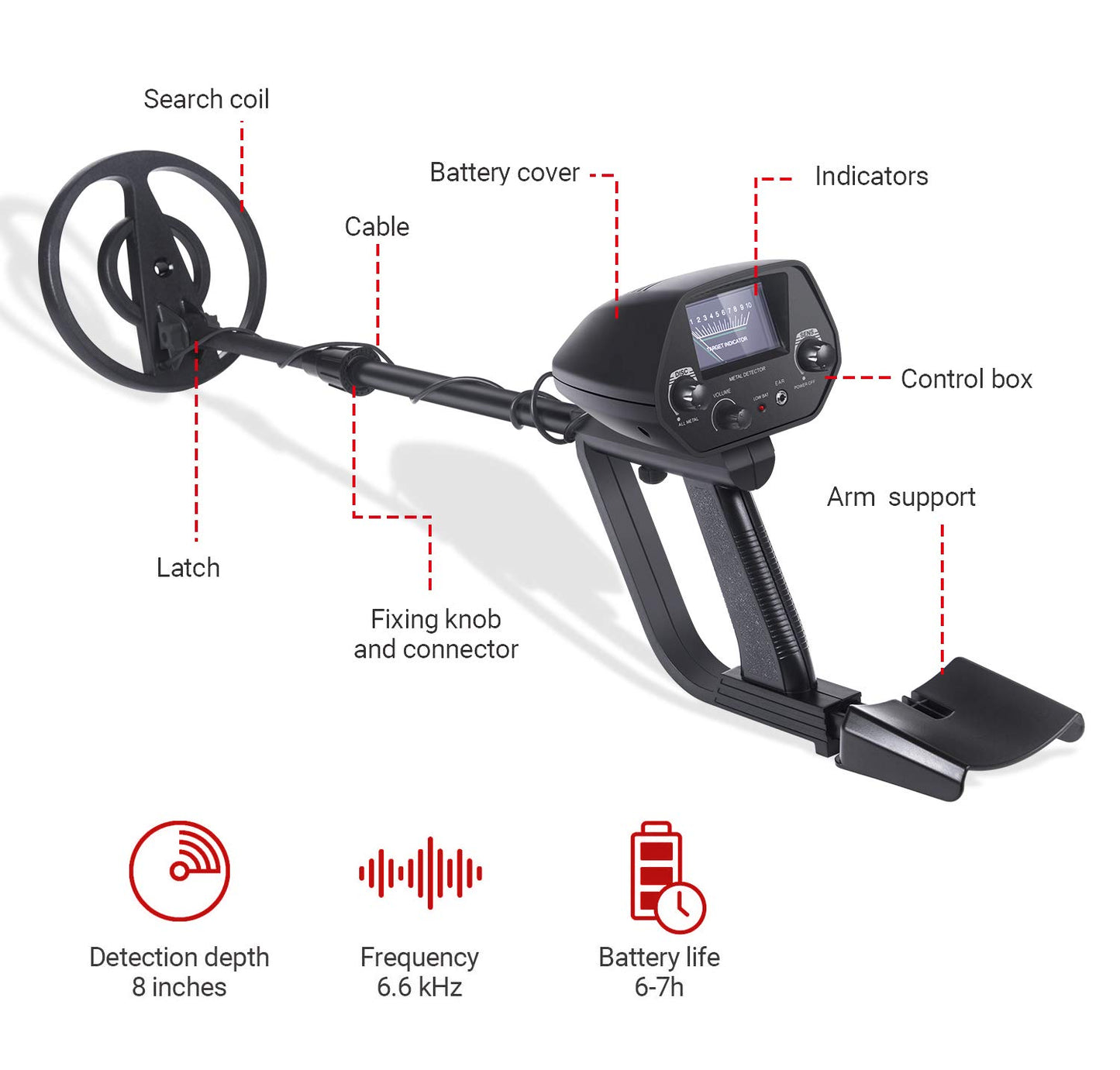 JuniHo Metal Detectors for Adults Waterproof - Professional Higher Accuracy Gold Detector with LCD Display,High Sensitivity with Waterproof Coil,Pinpoint & Disc & All Metal Mode (Adult Pro) (JH-Adult)