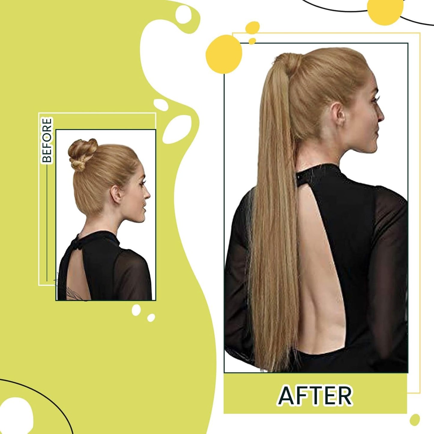 RUNATURE Human Hair Ponytail Clip in Extensions 12 Inch Straight Hair Wrap Around Ponytail Extensions Light Brown Highlighted Blonde Ponytails Remy Hair Extensions for Women 70g