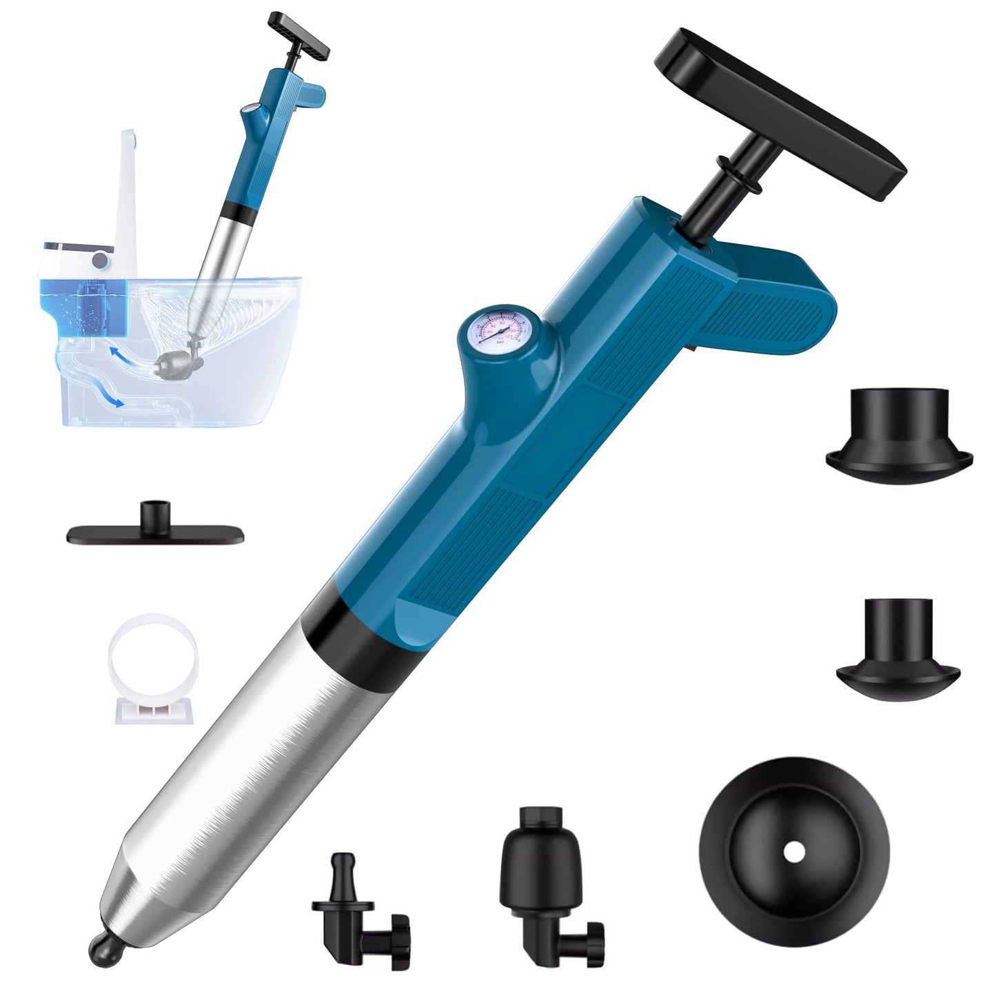 Lytool High-Pressure Air Drain Unblocker Plunger for Toilet & Sink – Powerful Burst Clears Hair, Grease & Debris for Pipes & Septic Systems