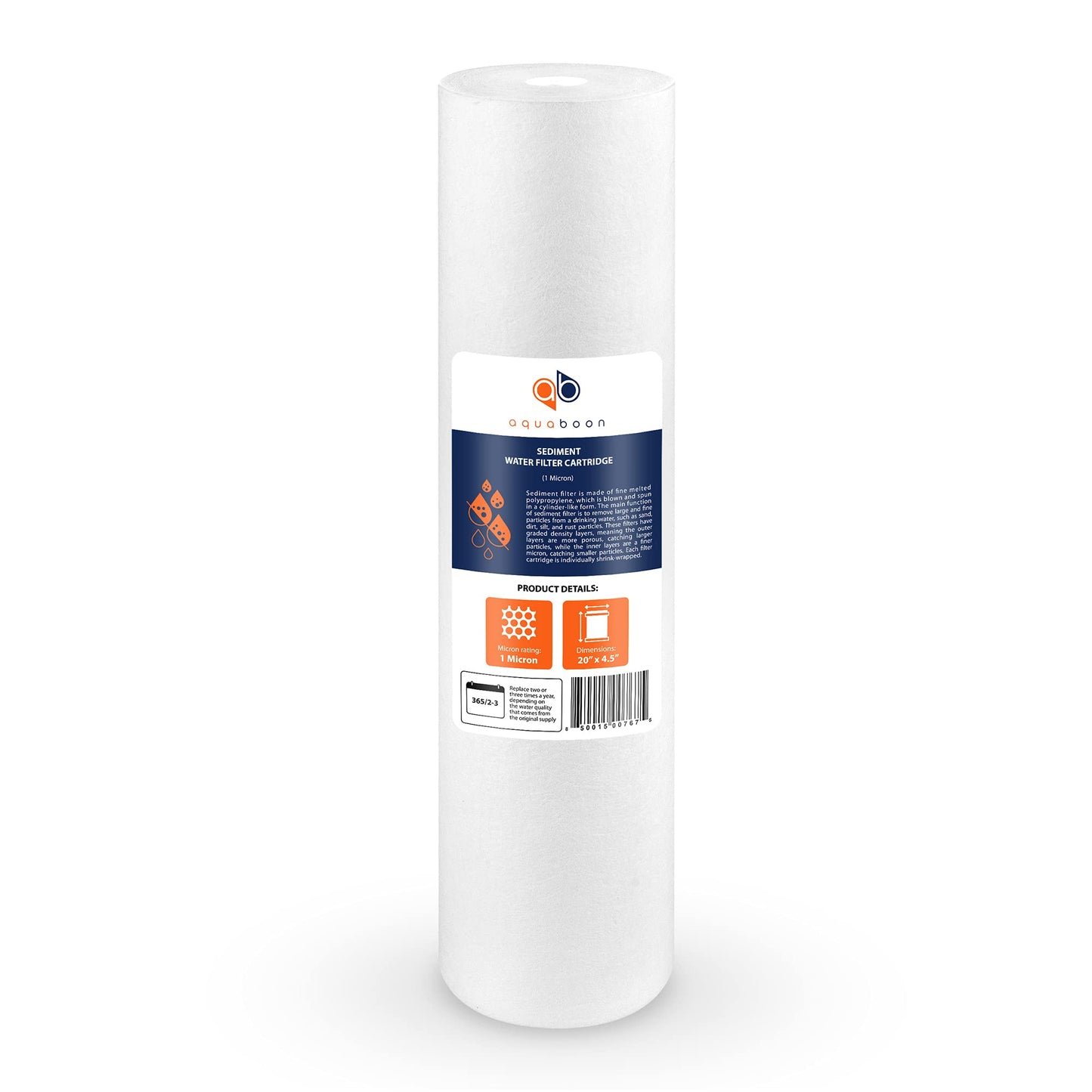 Aquaboon 1 Micron Well Water Filter Replacement 20 x 4.5 Whole House Sediment Filter Cartridge Compatible with DGD-5005-20, FP25B, AP810-2, 2-Pack