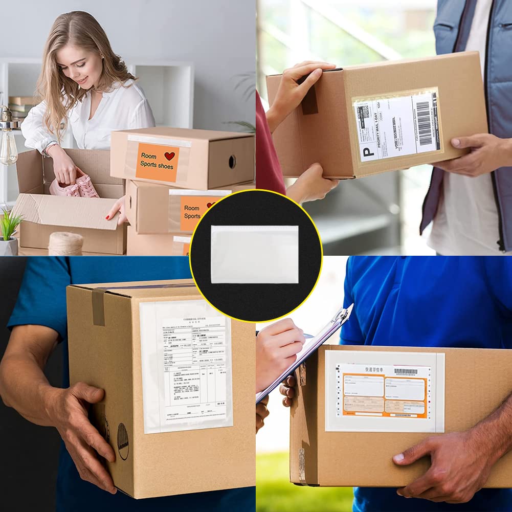 OausTect 6" x 9" Packing Slip Envelope Pouches,Clear Adhesive Top Loading Packing List - 200 Packs, Shipping Label Sleeves